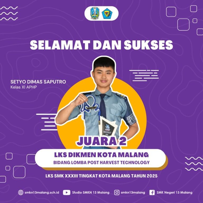 Setyo Dimas Saputro, Siswa SMKN 13 Malang, Raih Juara 2 LKS Kota Malang Bidang Food Technology